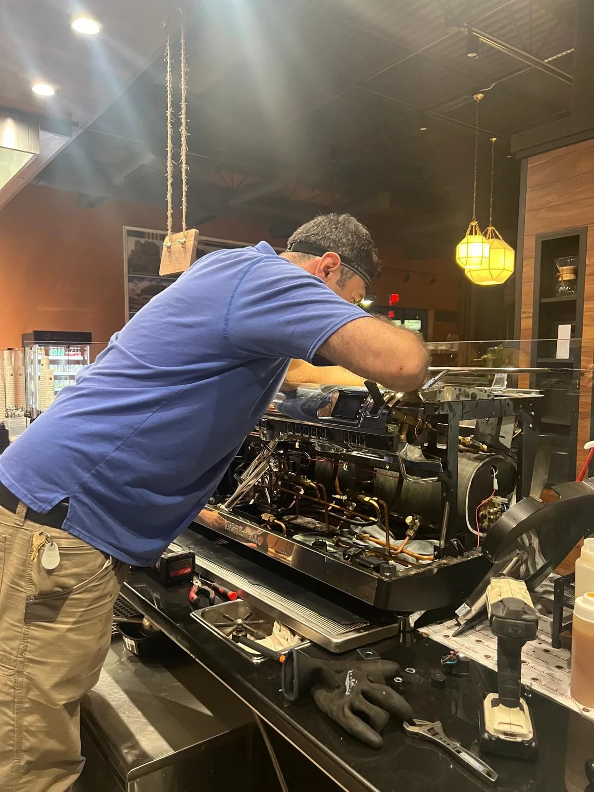 Commercial coffee machine repair, by an Optimal Appliance technician