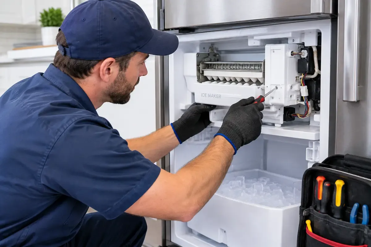 A technician working on a ice maker